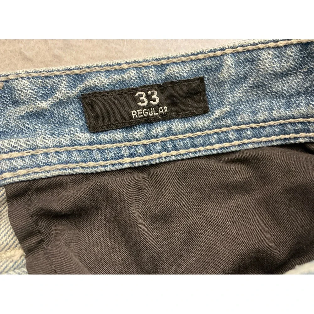 Affliction Y2K Blake Jeans Distressed Straight Leg 33 Regular Light Wash Buckle